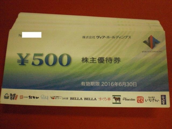 ヴィア・ホールディングス株主優待券500円券45枚セット　