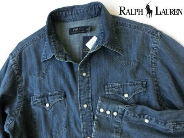 新品★ラルフ★大きいインディゴデニムシャツ XXL★578PoloRalph
