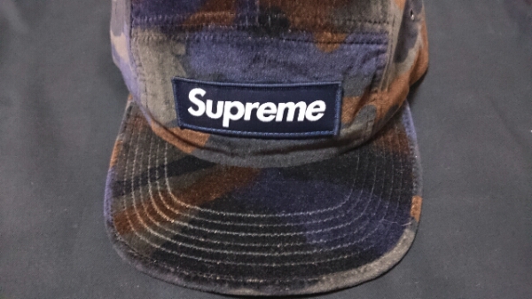 13AW Supreme Velvet Camo Camp Cap Box logo 美品 半タグ付き