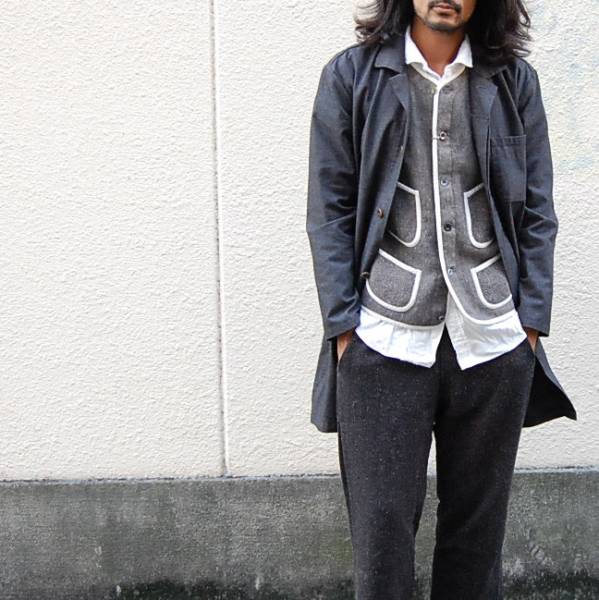 beams購入 ink インク ブラウンズビーチ型 再構築ウールベスト M