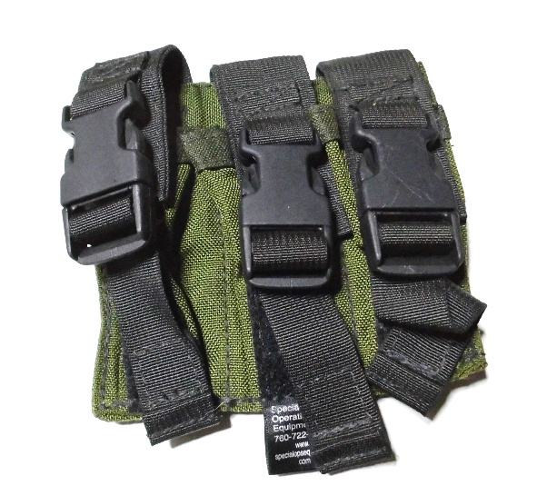 【実物】SOE ピストルマグポーチ トリプル OD/ブラック