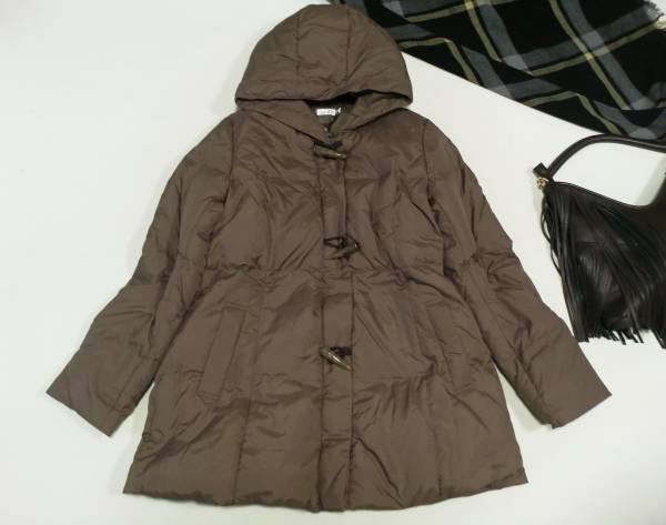 19990円新品eur3　フード付ダウンコート大きいサイズ15モカ