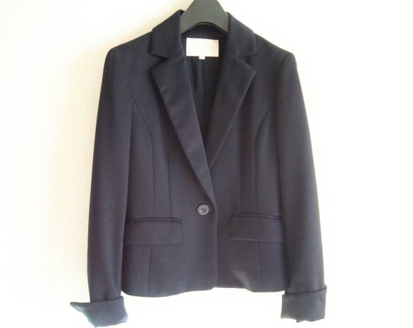 新品★ナチュラルビューティ紺スカートスーツネイビー黒34XS