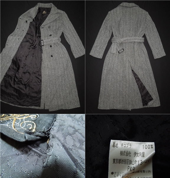 良品♪カシミヤ入り*伊太利屋☆ツイード ロングコート 11□5353 【公式