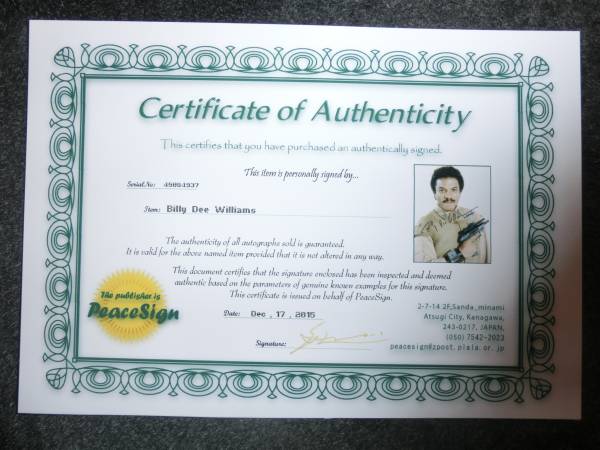 スター・ウォーズ◇ビリー・ディー・ウィリアムズ 直筆サイン