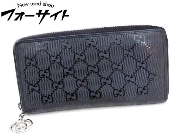 グッチ□307982 GGインプリメ ラウンドファスナー 長財布▽黒 グッチ