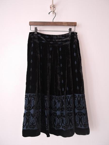 ローラアシュレイLAURA ASHLEY*タック入りベロアスカート11*1215