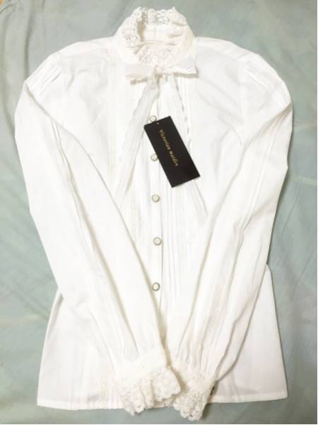 新品 victorian maiden レースリボン付スタンドカラーブラウス USED