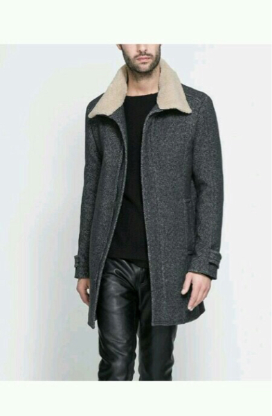 【美品】 ZARA メンズ ヘリンボーン コート M カジュアル coat