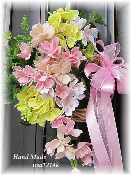 桜と菜の花壁掛け♪フェルト花♪手作りです♪