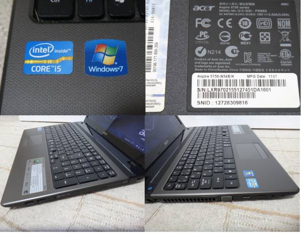 Acer ASPIRE 5750 Core i5 2410M 4GB/640GB/Win 7 Second User Grade