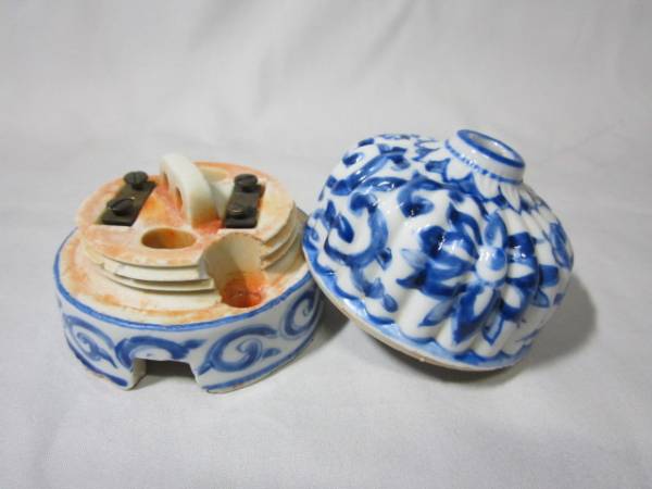 電笠 碍子 ローゼット 照明器具 陶器 照明 即決・碍子古いローゼット3