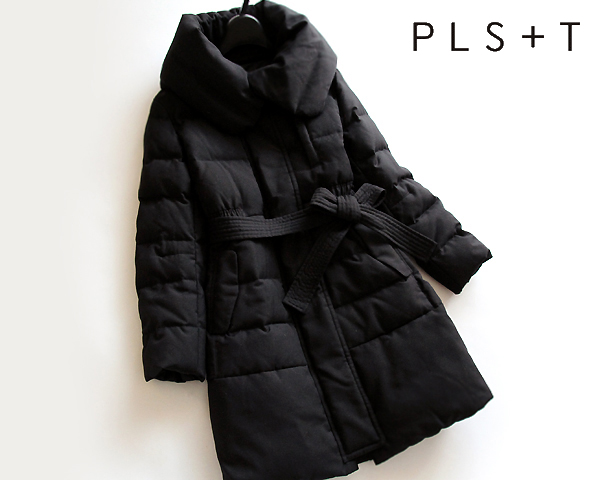 PLSTプラステ/セオリー★ビッグカラーエレガンスダウンコート黒2