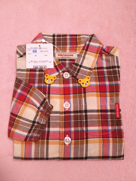 【新品タグ付き】ミキハウス　90　チェックシャツ プッチー 長袖