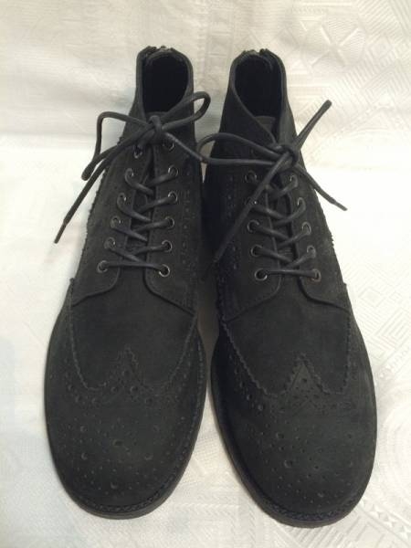 新品 PADRONE パドローネ バックジップウイングチップブーツ黒