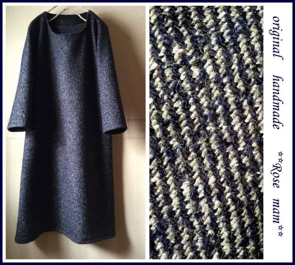 ♪Rose mam♪送料無料・紺・厚地アンゴラウールＯＰ・Ｍ～Ｌ