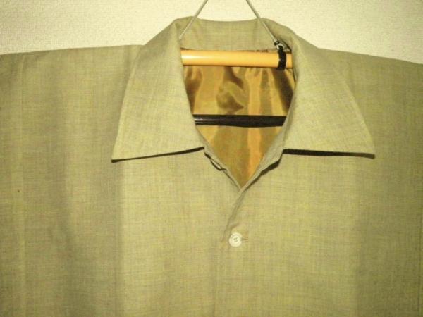 壱0452 男角袖着物用コートКシャンパンゴールド 裄74ウールお召 着物