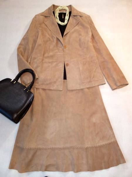 ■バーバリー大きいサイズ15号上質羊革スエードレザースーツ■
