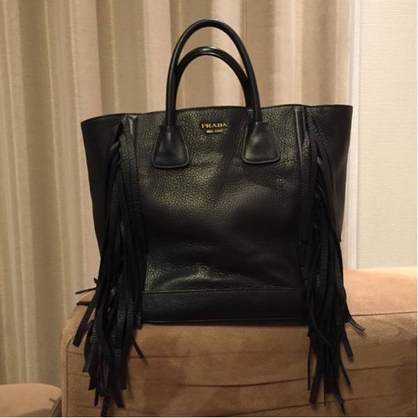 【中古】プラダ フリンジトートバック ディアスキン（鹿革）
