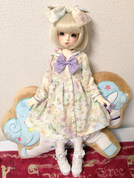 MSD/SDM ユニコーン柄セーラーワンピースset イエロー×ゴールド