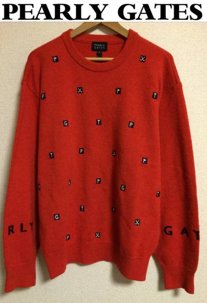 美品 パーリーゲイツ 高級フルデザインウールセーター ゴルフ 4