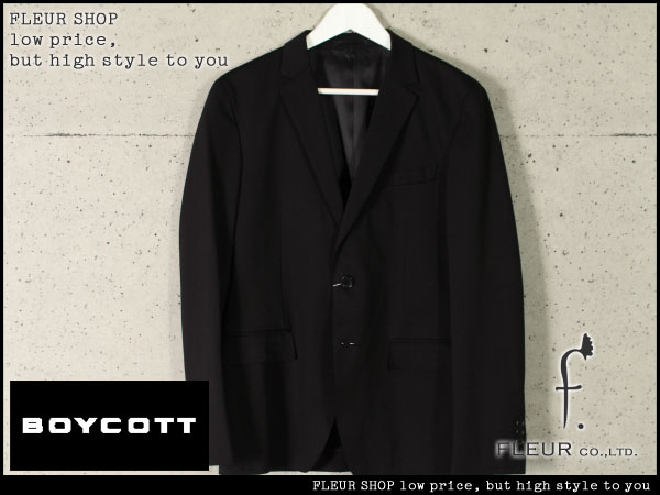■T467■ボイコット BOYCOTT 新品 テーラードジャケットL 黒無地