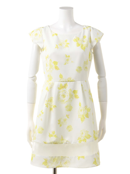 579☆新タグ付アプワイザーブライトローズプリントワンピース黄2