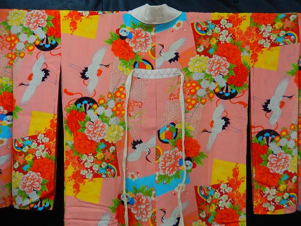 錦ヱ門】大正ロマン アンティーク 長襦袢 錦紗 鶴・花柄 多彩