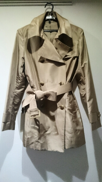 シルク100% トレンチコート キャメルベージュ 美品