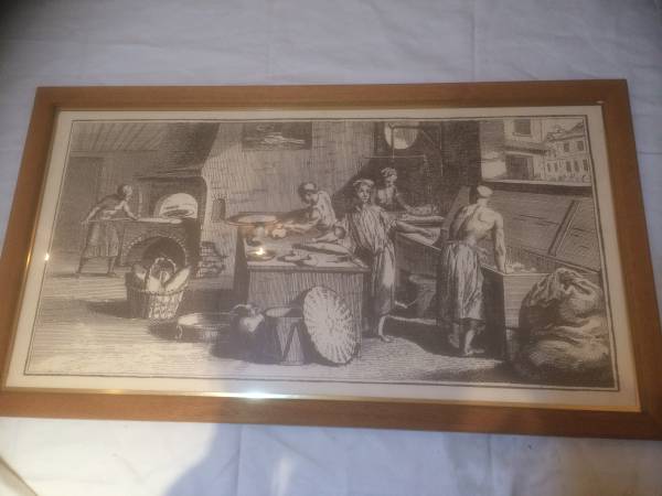 パン屋 アンティーク風 パネル パン オーブン 絵 インテリア 額