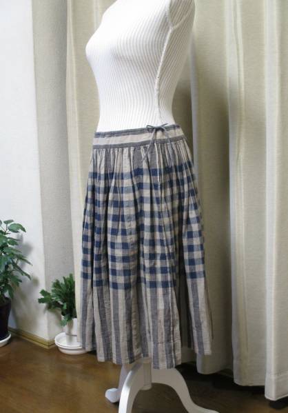 45r★インディゴ・ブロックチェックスカート