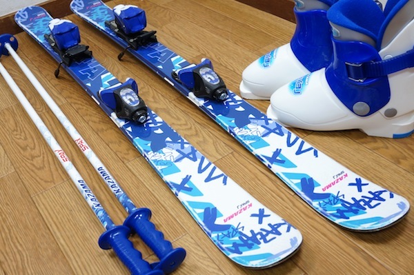 106cm 靴18cm KAZAMA 子供用カービングスキーセット 中古 □1月限定