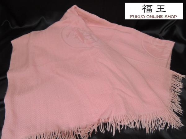HERMES 大判フリンジ/ストール*ショール(ピンク)タグ無 y32ir