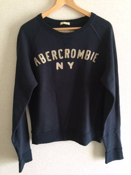 ★送料無料★アバクロ裏起毛スウェットトレーナー　ネイビー　L
