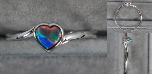 ￥100～ソ付　pt900　天然ブラックオパール　ハート型R