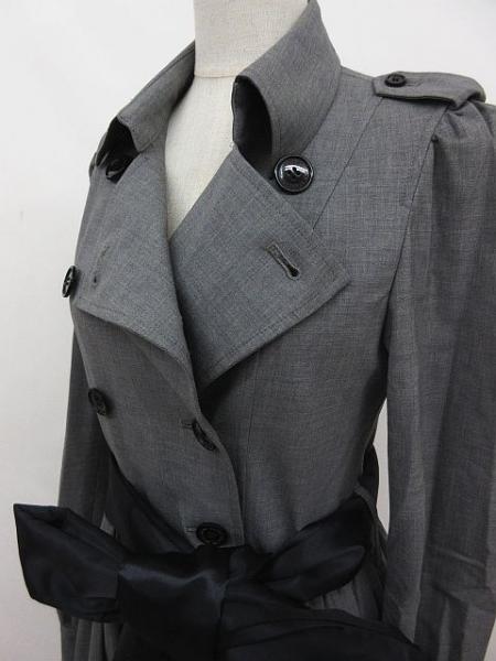 ソブ ダブルスタンダード トレンチ コート ワンピース 春 グレー