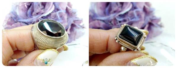 ◆アンティークシルバーリング◆指輪◆ガーネット等◆ユP7975◆