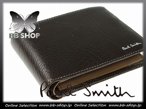 ◆4576◆ポールスミス 新品箱付本物牛革レザー二つ折り財布/茶