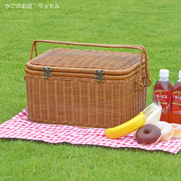 新品＊籐かご収納バスケット ピクニック 藤かご籠 裁縫箱 687