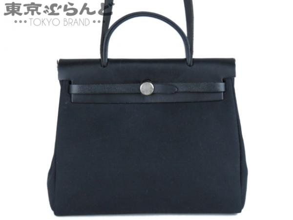 101149278 エルメス エールバッグPM 2WAYバッグ トワル 黒 □D刻