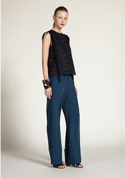 美品 アドーアADORE今春ワイドパンツ定価30240円 ダークグリーン