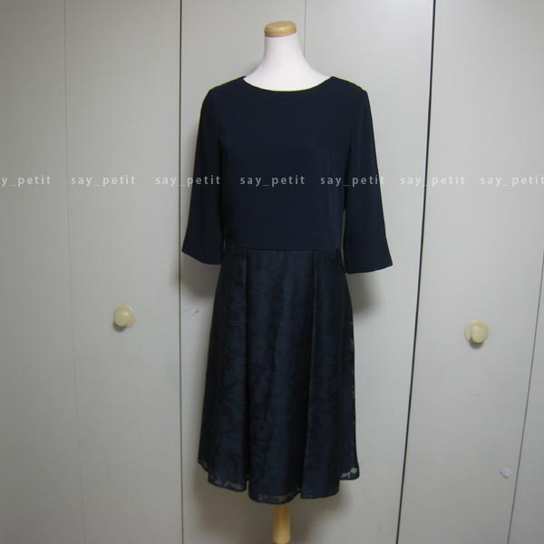 自由区/フラワーオパールワンピース紺38/今期新品