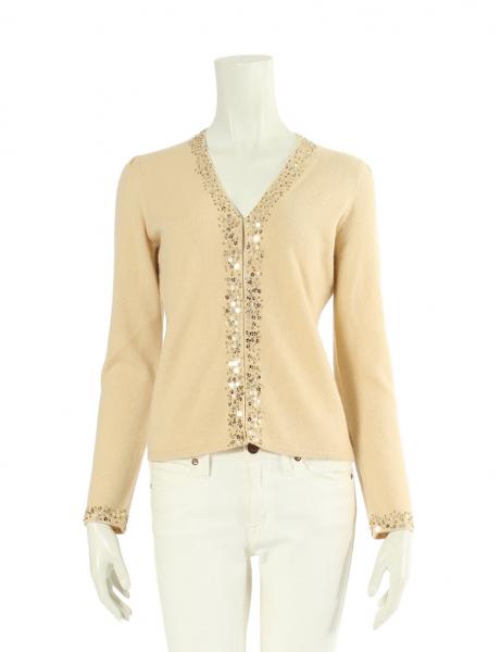 クリッツィア スパンコール カーデ 40 (M) カシミヤ ベージュ