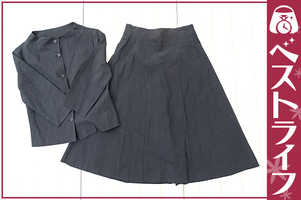 1円 本物 シビラ 半端丈 スカート ツーピース L 黒系