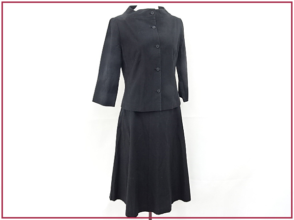 1円 本物 シビラ 半端丈 スカート ツーピース L 黒系