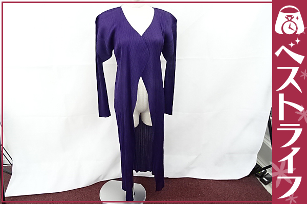 1円 本物 プリーツプリーズ ロング カーディガン トップス