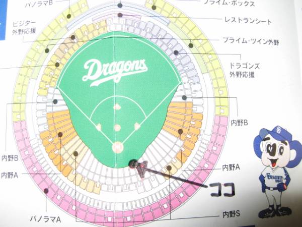 ４／１７（日）ベンチ真上ネット裏中日ｘ阪神　ペア送無最高良席