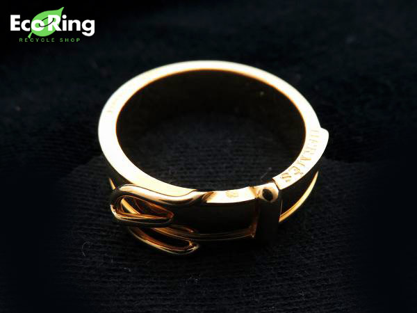 1円 エルメス ベルトデザイン スカーフ リング ゴールド色 BY654