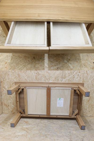 無印 MUJI タモ材 木製 テーブル M-LT450 幅90cm 引出付O1739745