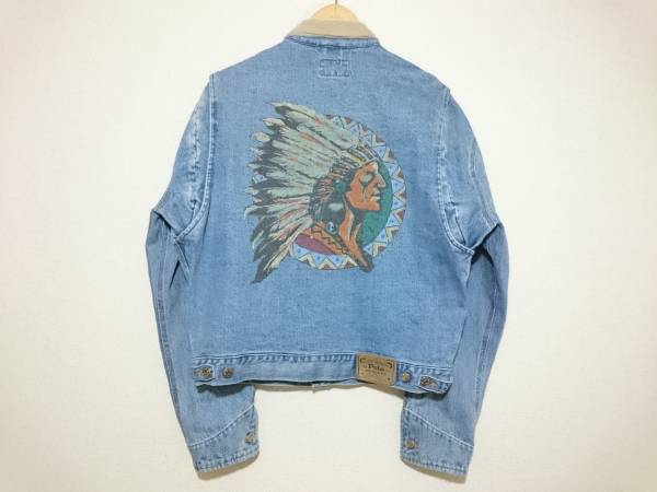 80s USA製 Polo ラルフローレン インディアン デニムジャケット ら